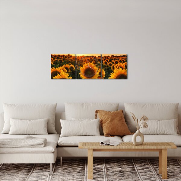 Obraz - Slunečnice (s hodinami) (90x30 cm)
