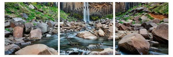 Obraz - Vodopád Svartifoss, Island (s hodinami) (90x30 cm)
