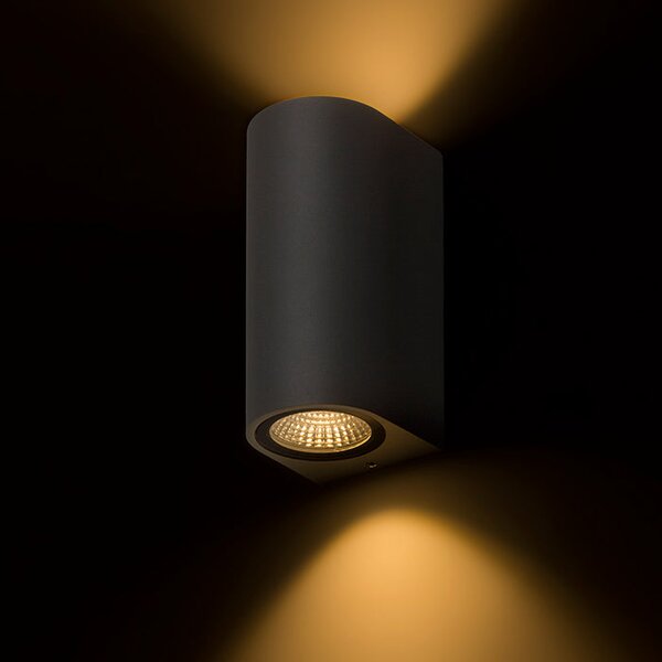 Venkovní nástěnné LED svítidlo ZACK II, antracitové, 2× 3 W, teplá bílá 3000 K, IP54