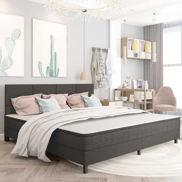 Postel boxspring tmavě šedá textil 200 x 200 cm 3054719