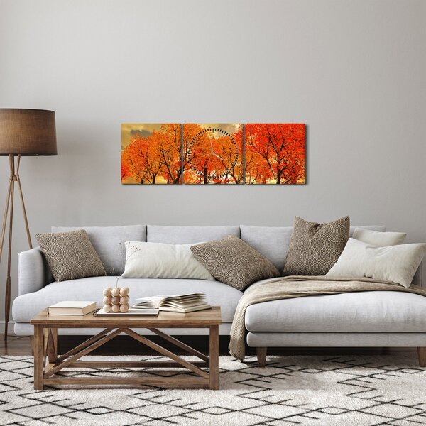 Obraz - Podzim (s hodinami) (90x30 cm)