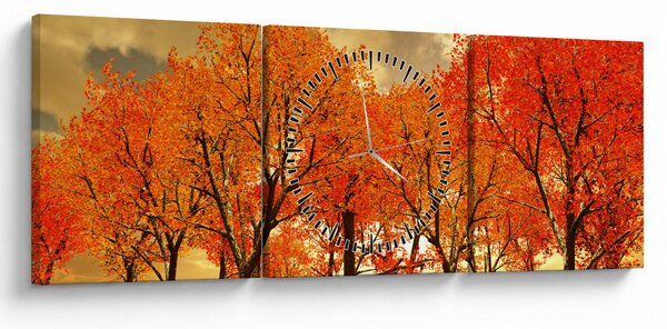 Obraz - Podzim (s hodinami) (90x30 cm)