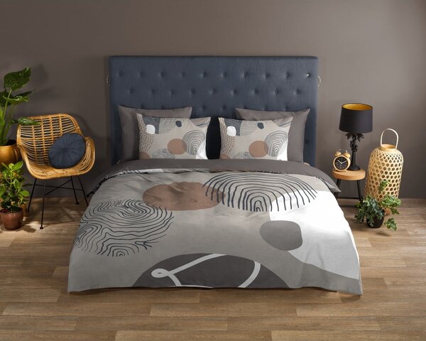 Šedé bavlněné povlečení na jednolůžko/prodloužené 140x220 cm Hendrik – Good Morning