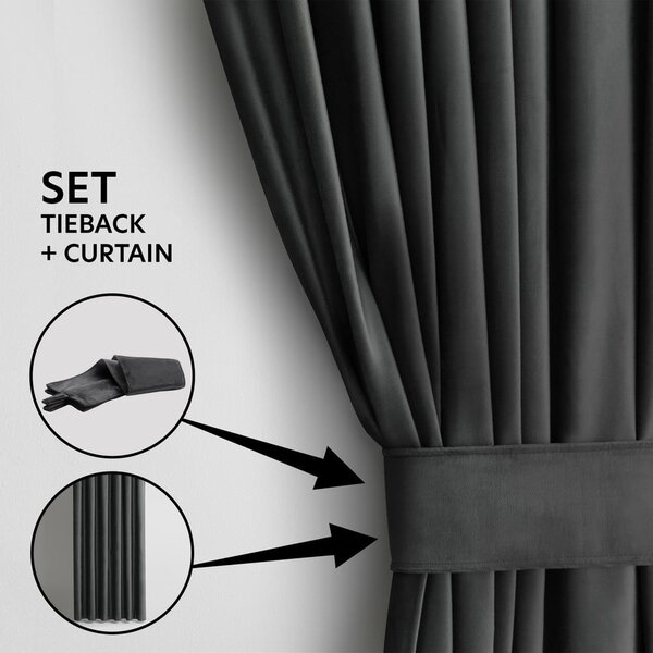 Šedý sametový dimout závěs 140x270 cm – Restilo
