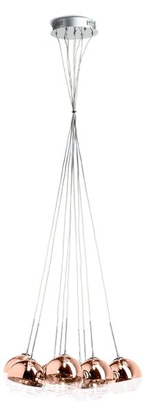 Závěsné svítidlo ASTRAL, měděné sklo/čiré sklo, patice G4, 10× 20 W / 12 V