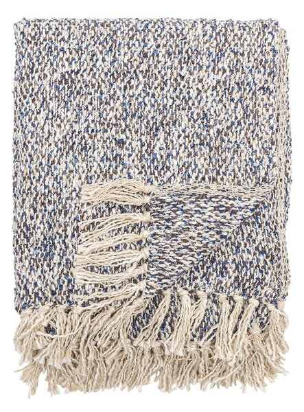 Šedomodrá deka s příměsí lnu 130x160 cm Ocean – Bloomingville