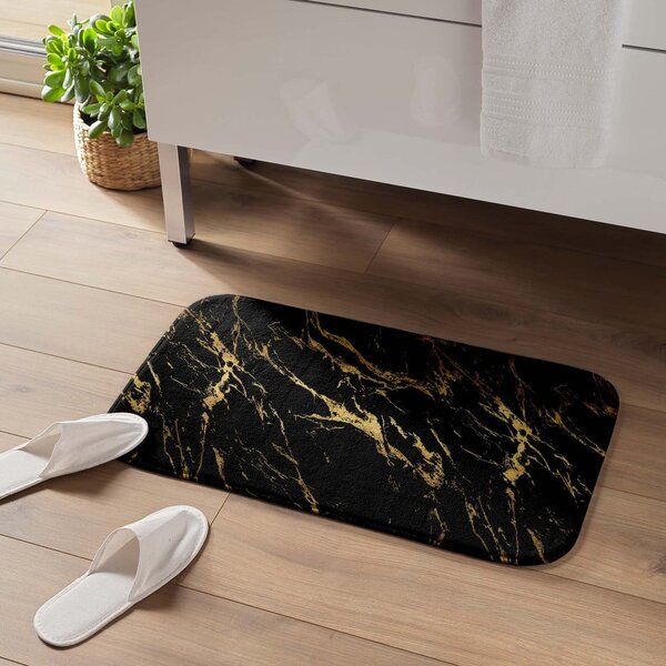 Černá/ve zlaté barvě koupelnová předložka 45x75 cm Aquamarbre – douceur d'intérieur