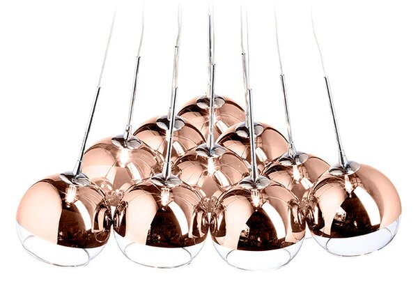 Závěsné svítidlo ASTRAL, měděné sklo/čiré sklo, patice G4, 10× 20 W / 12 V