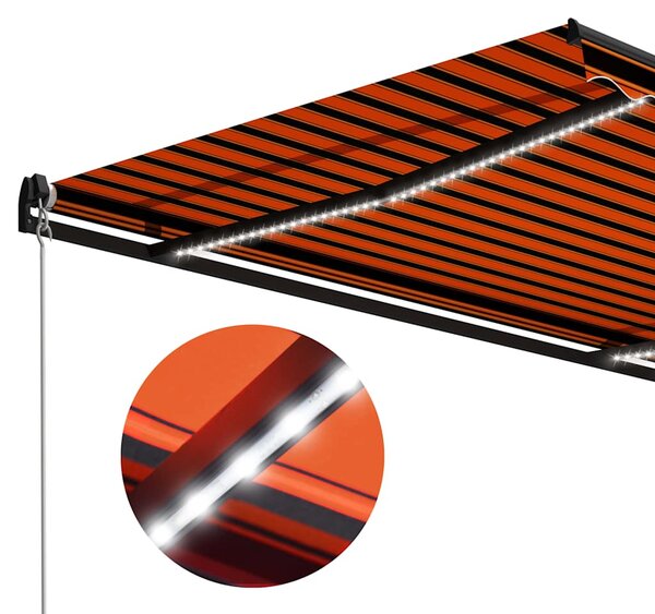 Ručně zatahovací markýza s LED světlem 350x250 cm oranžovohnědá 3055225