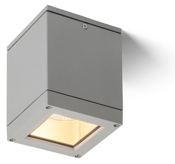 Venkovní stropní svítidlo QUADRA M, stříbrnošedé, patice E27, 8 W, IP54