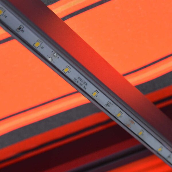 Ručně zatahovací markýza s LED světlem 350x250 cm oranžovohnědá 3055225