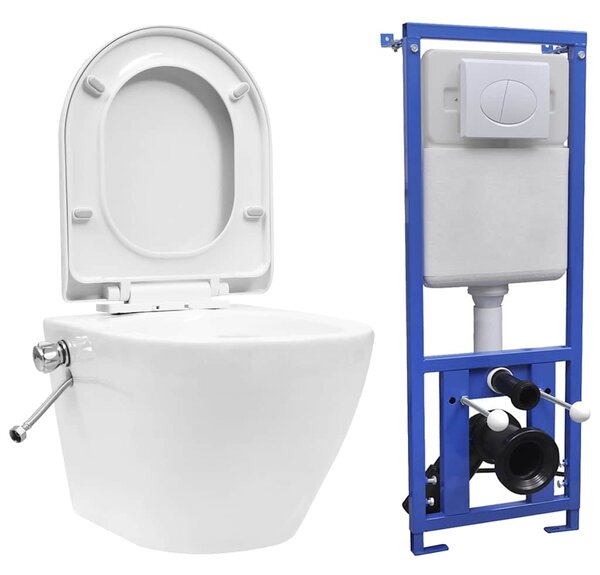 Závěsné WC bezobrubové s podomítkovou nádržkou keramika bílé 3055348