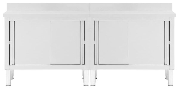Pracovní stoly s posuvnými dvířky 2 ks 200x50x(95–97) cm nerez 3055902