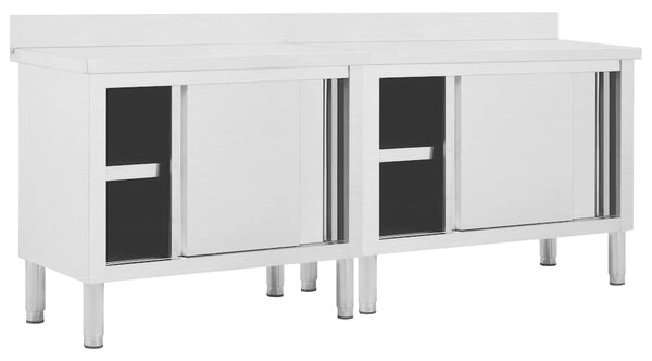 Pracovní stoly s posuvnými dvířky 2 ks 200x50x(95–97) cm nerez 3055902