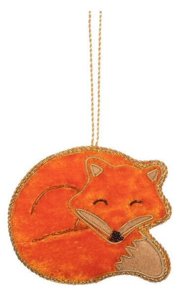 Textilní ručně vyrobená vánoční ozdoba 8 cm Sleeping Fox – Sass & Belle