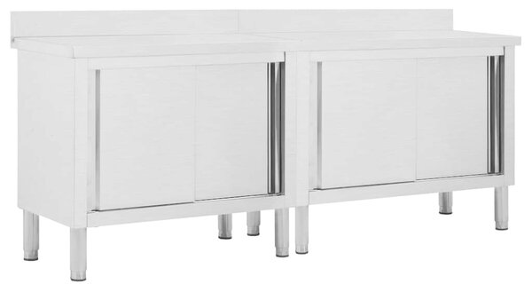 Pracovní stoly s posuvnými dvířky 2 ks 200x50x(95–97) cm nerez 3055902
