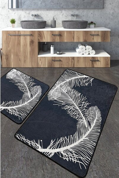 Antracitové koupelnové předložky v sadě 2 ks 60x100 cm Alisan – Foutastic