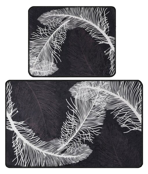 Antracitové koupelnové předložky v sadě 2 ks 60x100 cm Alisan – Foutastic