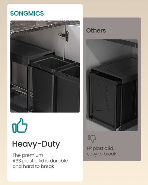 Výsuvný koš na odpad 2x20 l do kuchyňské linky, černý