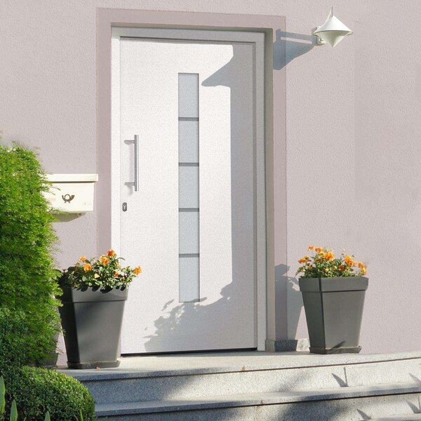 Vchodové dveře hliník a PVC bílé 100 x 210 cm 3056810