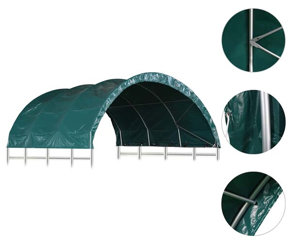 Přístřešek pro zvířata PVC 3,7 x 3,7 m zelený 3056433