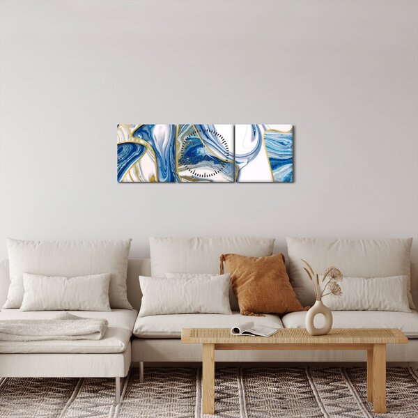 Obraz - Vlny z mramoru (s hodinami) (90x30 cm)