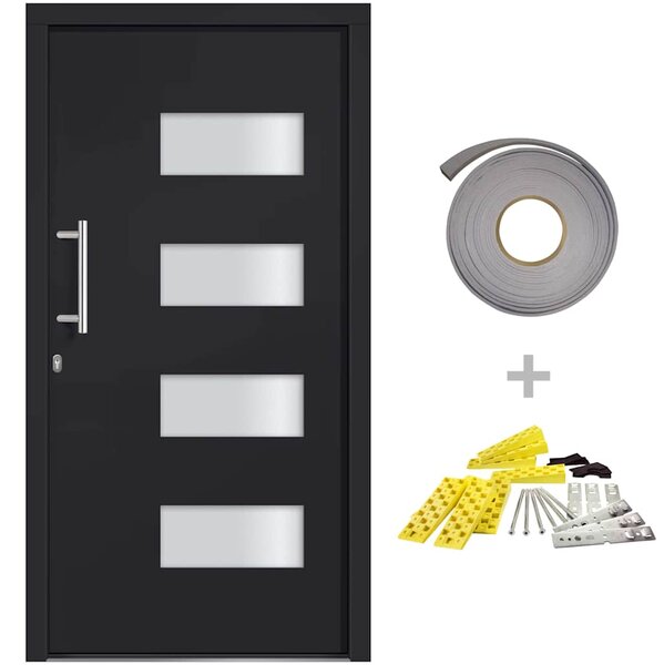 Vchodové dveře hliník a PVC antracitové 100 x 200 cm 3056827