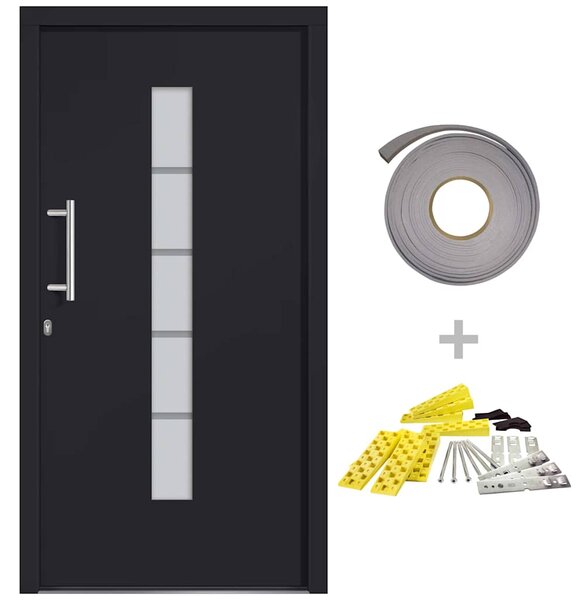 Vchodové dveře hliník a PVC antracitové 110 x 210 cm 3056817