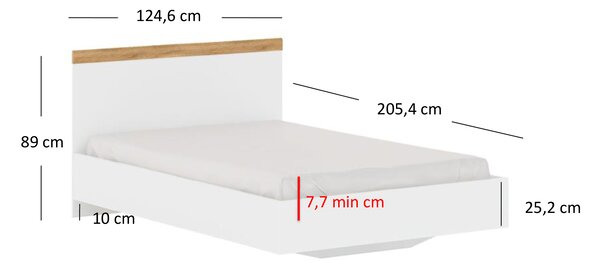 Manželská postel 120 cm Vina (bílá + dub wotan) (bez roštu a matrace)