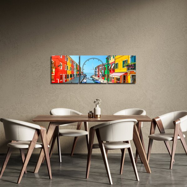 Obraz - Ostrov Burano, Benátky, Itálie (s hodinami) (90x30 cm)