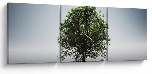 Obraz - Osamocený strom (s hodinami) (90x30 cm)