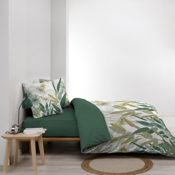 Bílé/zelené bavlněné povlečení na dvoulůžko/prodloužené 240x220 cm Otika – douceur d'intérieur