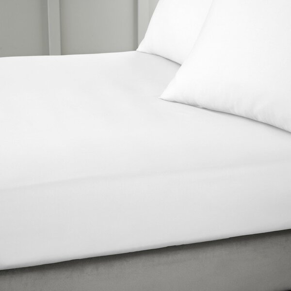 Bílé napínací prostěradlo z bavlněného saténu 185x200 cm Cotton Sateen – Bianca