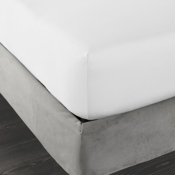 Bílé napínací prostěradlo z bavlněného saténu 185x200 cm Cotton Sateen – Bianca