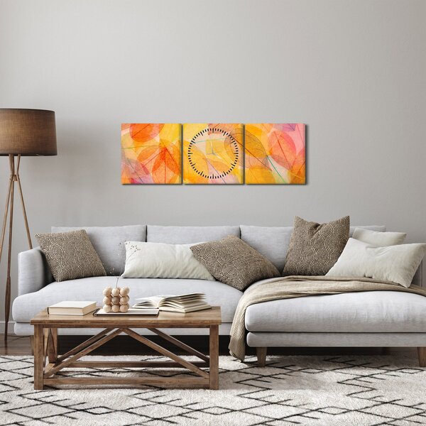 Obraz - Pozadí z podzimního listí (s hodinami) (90x30 cm)