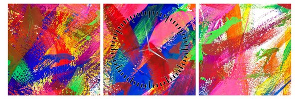 Obraz - Barevná abstrakce (s hodinami) (90x30 cm)
