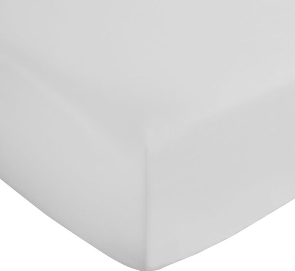 Bílé napínací prostěradlo z bavlněného saténu 185x200 cm Cotton Sateen – Bianca