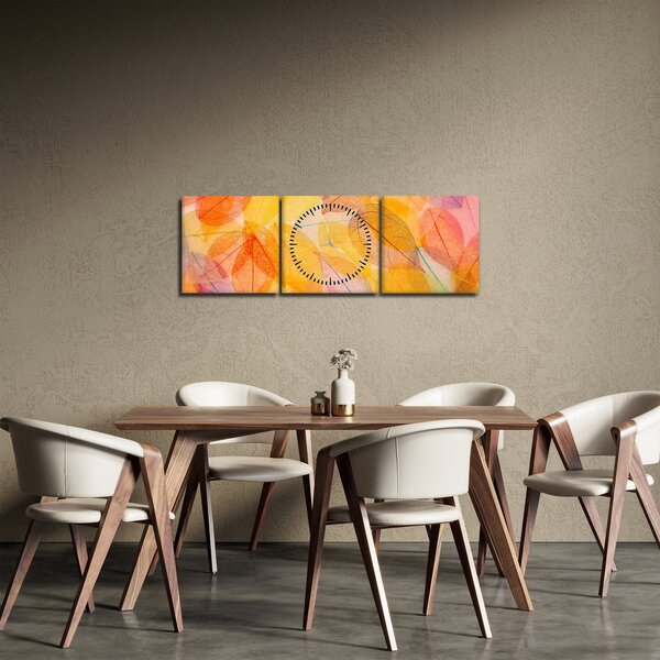 Obraz - Pozadí z podzimního listí (s hodinami) (90x30 cm)