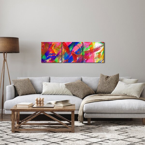 Obraz - Barevná abstrakce (s hodinami) (90x30 cm)