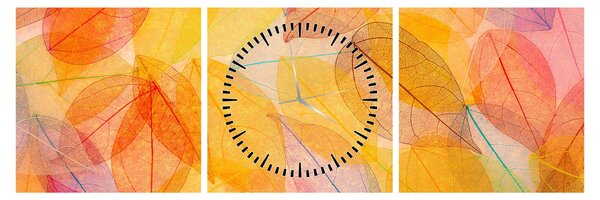 Obraz - Pozadí z podzimního listí (s hodinami) (90x30 cm)