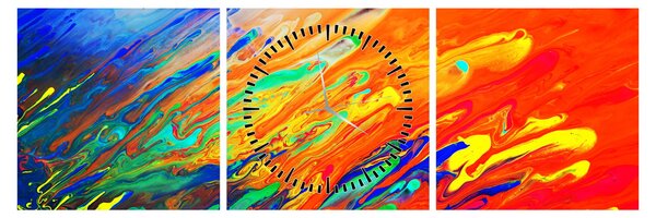 Obraz - Barevná abstrakce (s hodinami) (90x30 cm)
