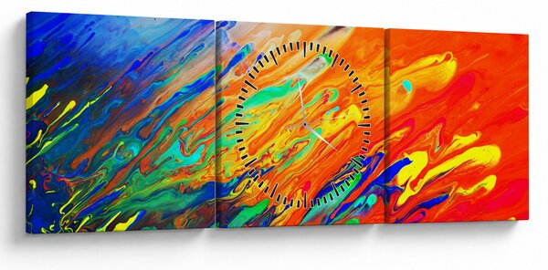 Obraz - Barevná abstrakce (s hodinami) (90x30 cm)
