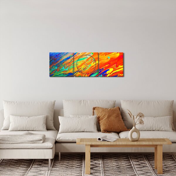 Obraz - Barevná abstrakce (s hodinami) (90x30 cm)