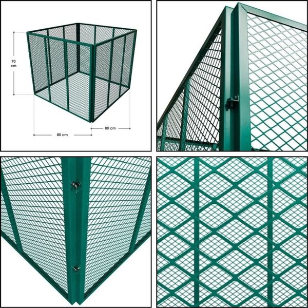 Kovový zahradní kompostér 450 l, 80 × 80 × 70 cm, zelený