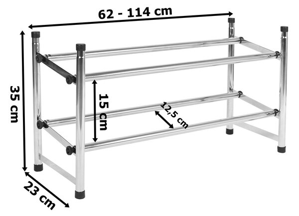 Nastavitelný kovový botník LENA – chrom, 1 modul