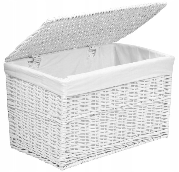 Proutěná truhla 65 l, 56 × 34 × 34 cm – bílá