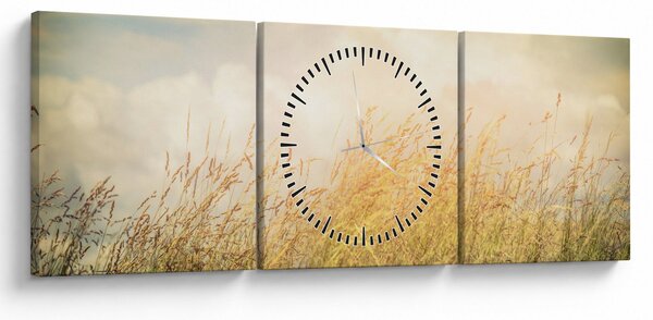 Obraz - Pole na podzim (s hodinami) (90x30 cm)