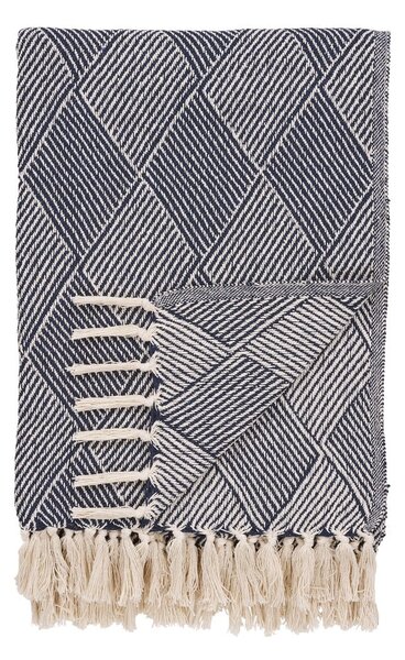 Modrá deka z recyklované bavlny 130x180 cm Izmir – House Nordic