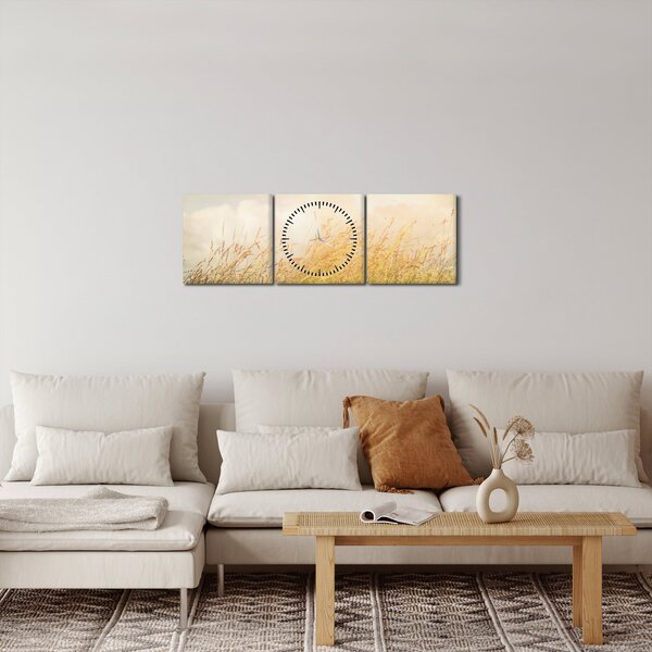 Obraz - Pole na podzim (s hodinami) (90x30 cm)