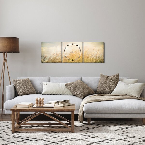 Obraz - Pole na podzim (s hodinami) (90x30 cm)